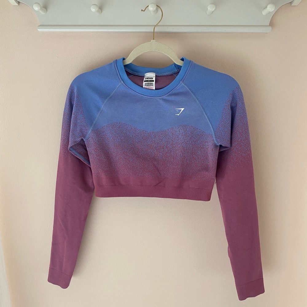 Gymshark Blue and Purple Cropped workout top